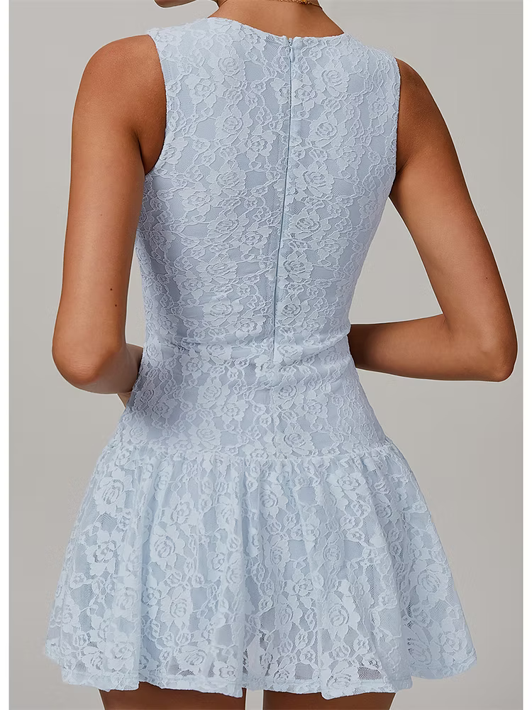 BABY BLUE ALORA LACE TENNIS DRESS