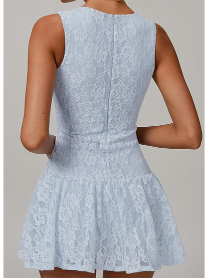 BABY BLUE ALORA LACE TENNIS DRESS