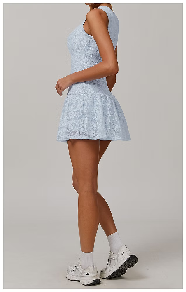 BABY BLUE ALORA LACE TENNIS DRESS
