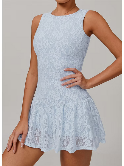 BABY BLUE ALORA LACE TENNIS DRESS