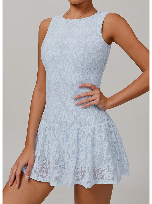 BABY BLUE ALORA LACE TENNIS DRESS